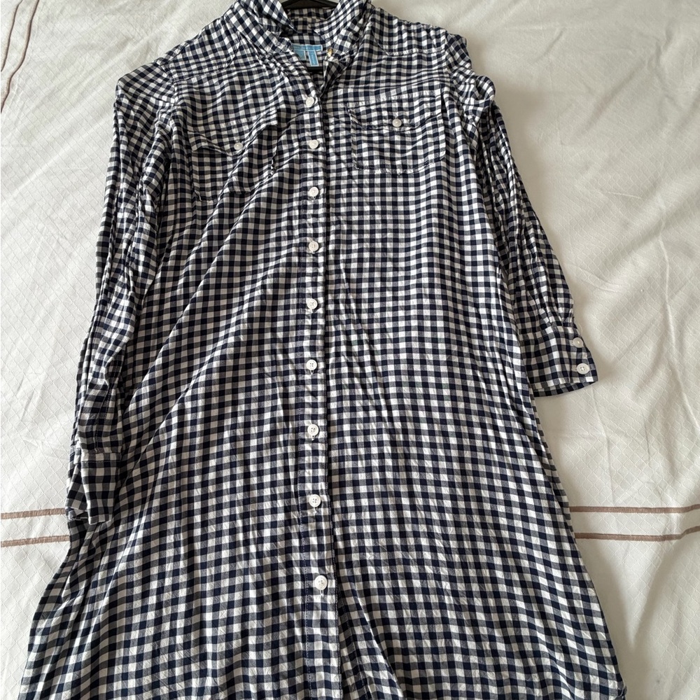 Draper James Navy and White Gingham Dress